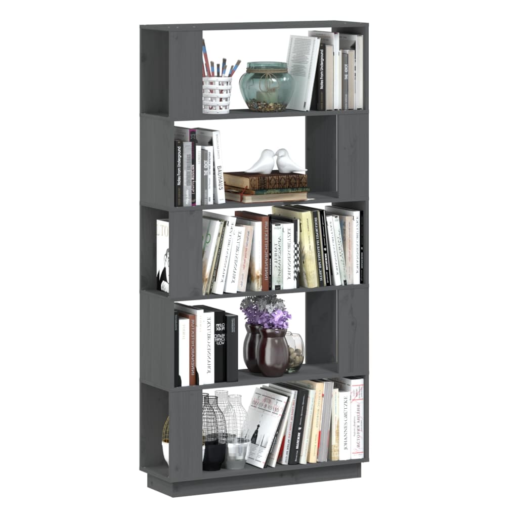 vidaXL Bibliothèque/Séparateur de pièce Gris 80x25x163,5 cm Pin massif