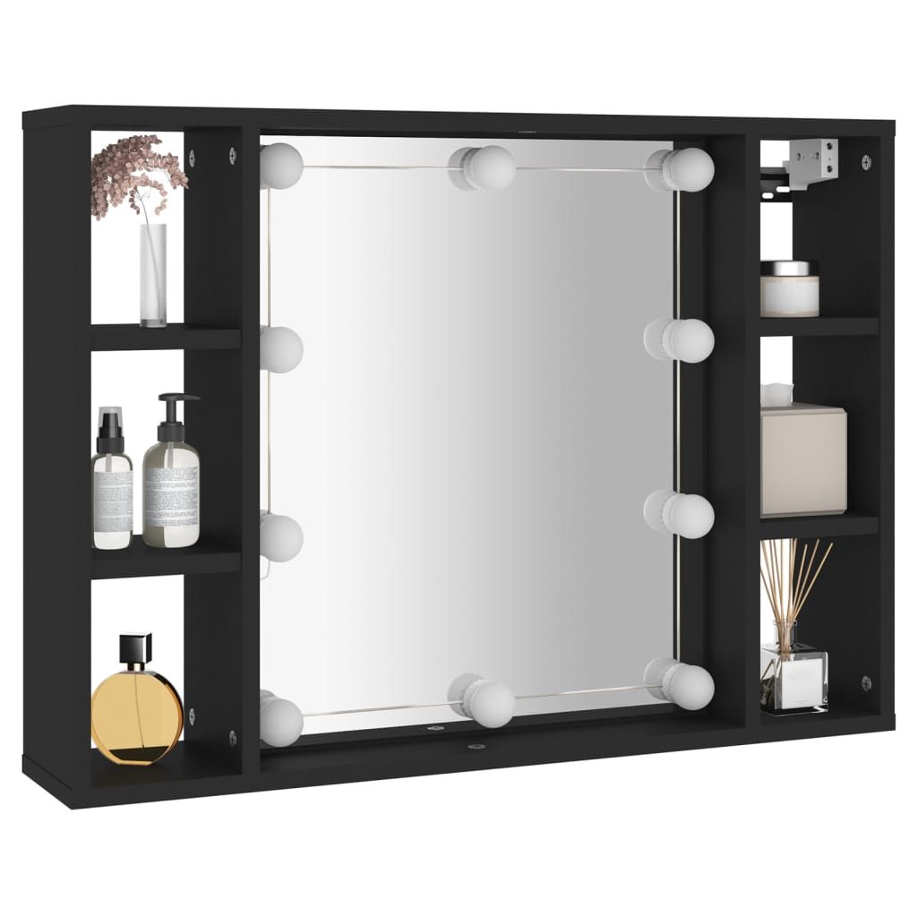 vidaXL Armoire à miroir avec LED noir 76x15x55 cm