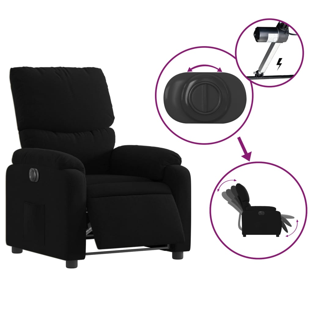 vidaXL Fauteuil inclinable électrique Noir Tissu