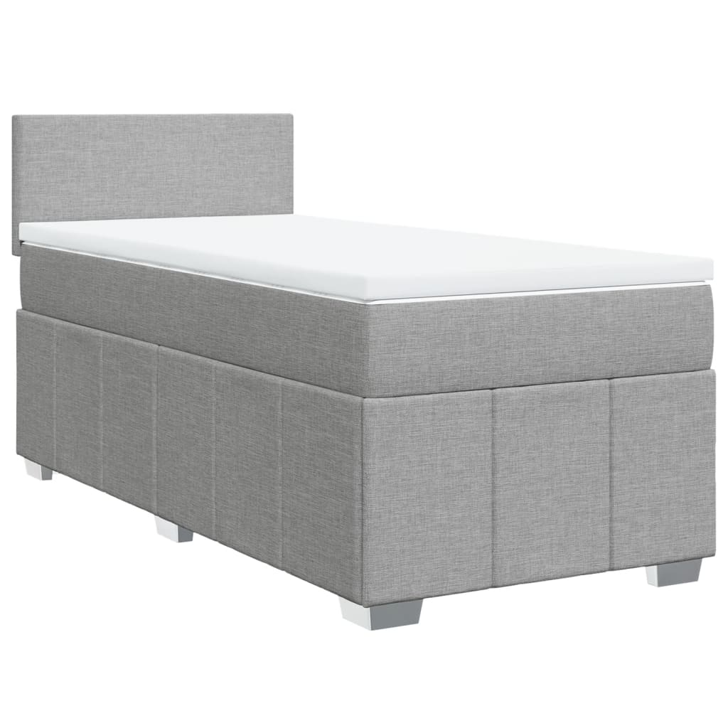 vidaXL Sommier à lattes de lit avec matelas Gris clair 90x200 cm Tissu