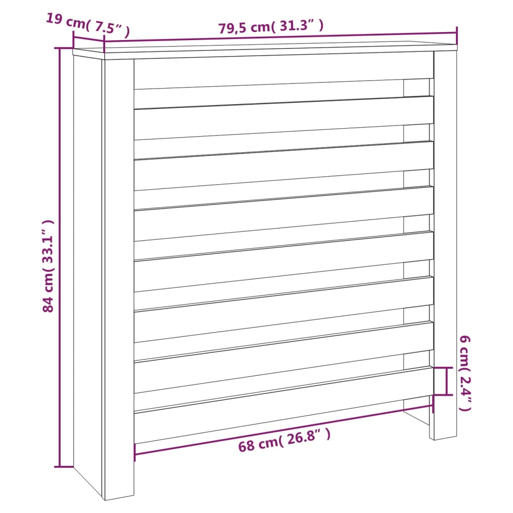 vidaXL Cache-radiateur 79,5x19x84 cm Bois massif de pin