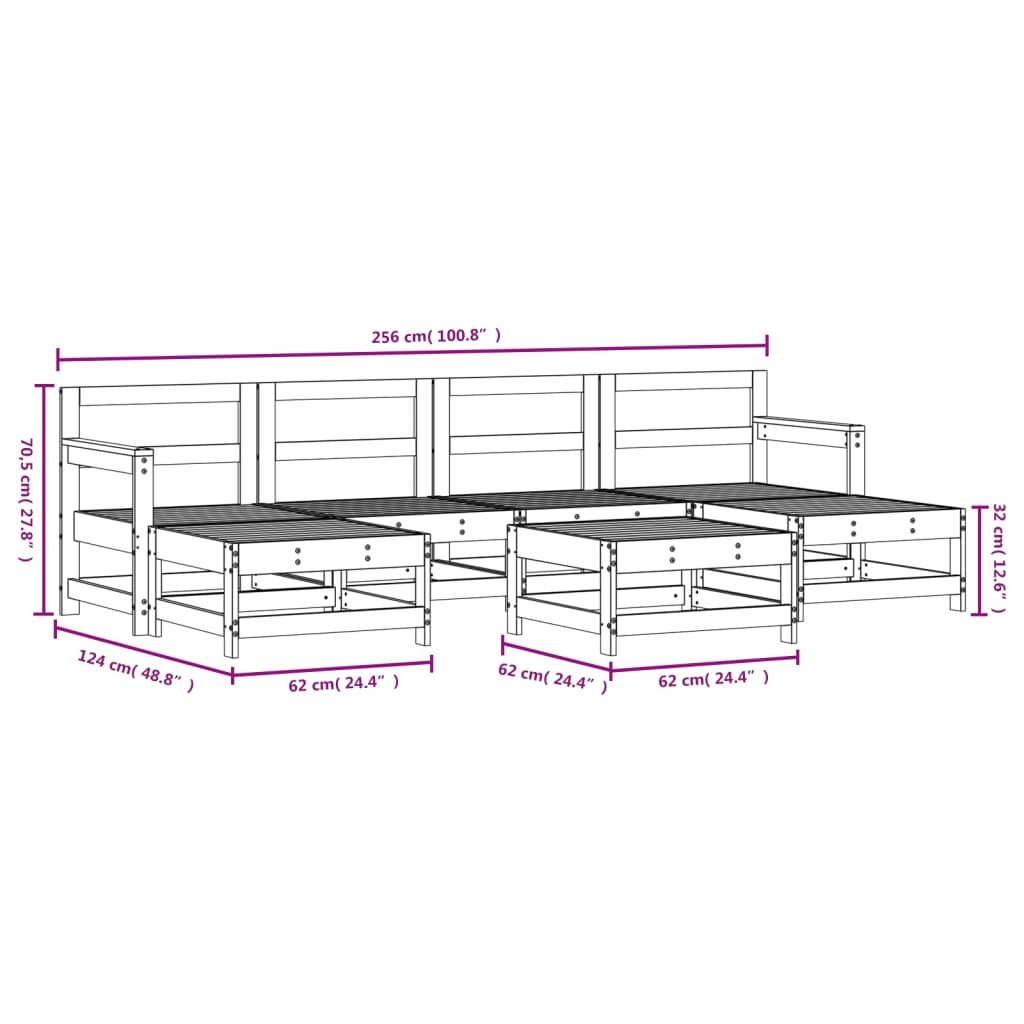 vidaXL Salon de jardin 7 pcs bois de pin imprégné