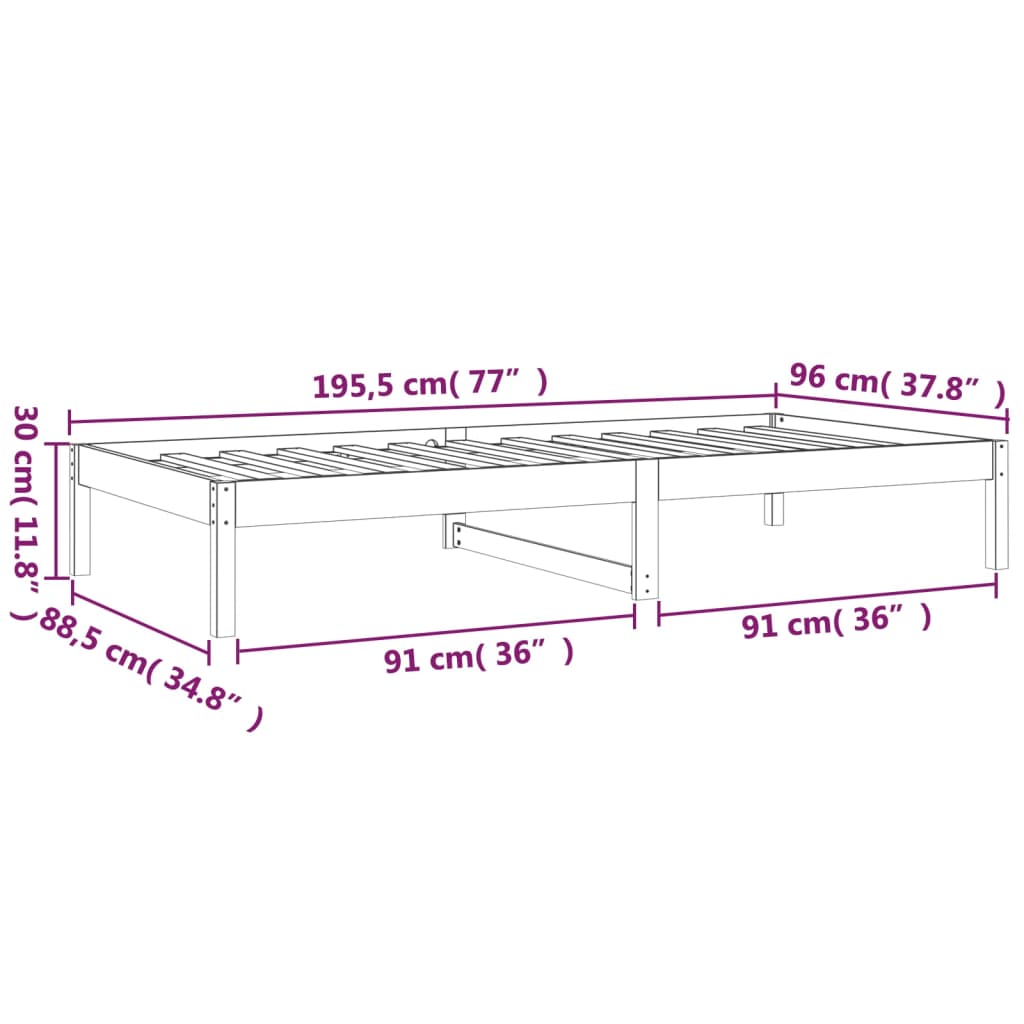 vidaXL Lit de jour sans matelas 90x190 cm bois de pin massif