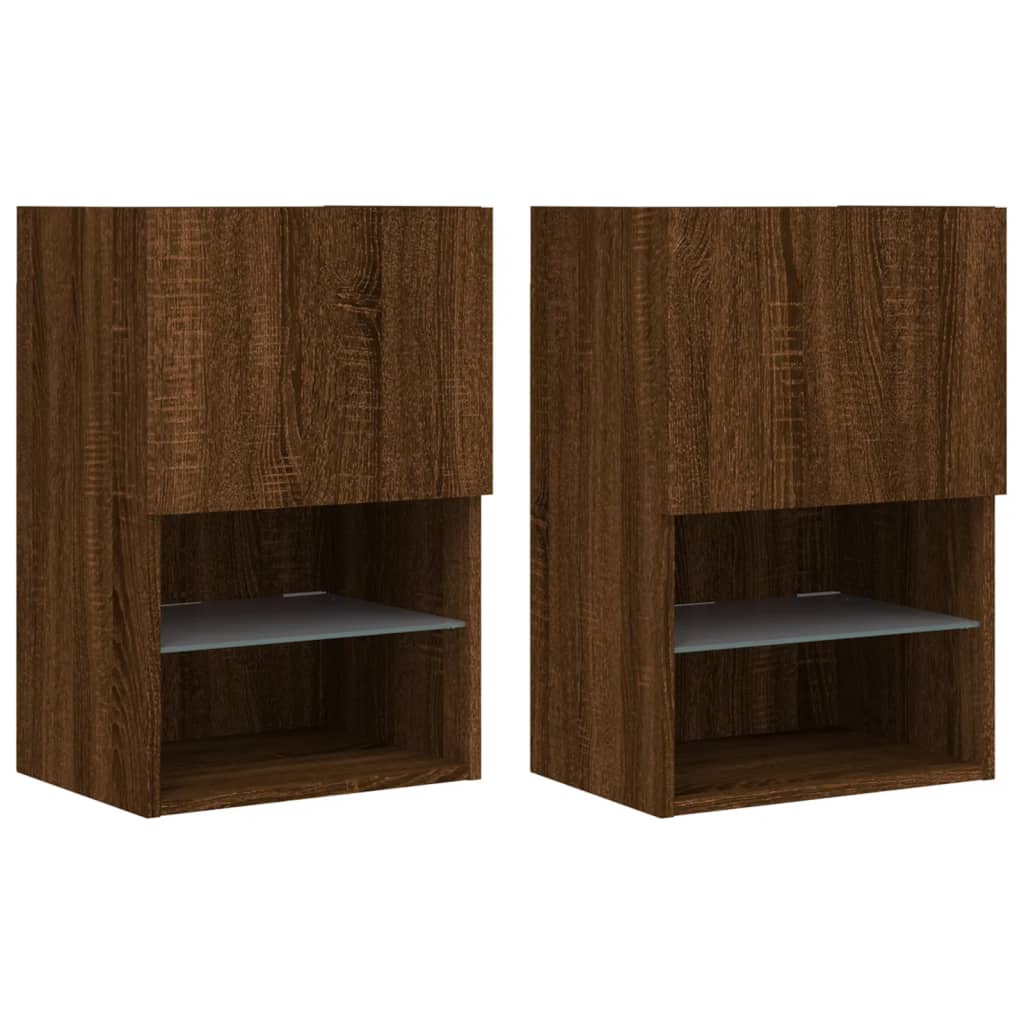 vidaXL Meubles TV avec lumières LED 2 pcs chêne marron 40,5x30x60 cm