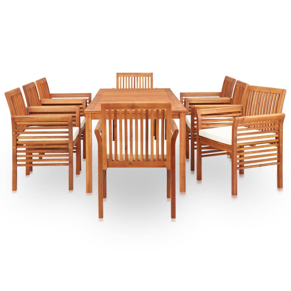 vidaXL Mobilier à dîner d'extérieur 9 pcs et coussins Acacia solide