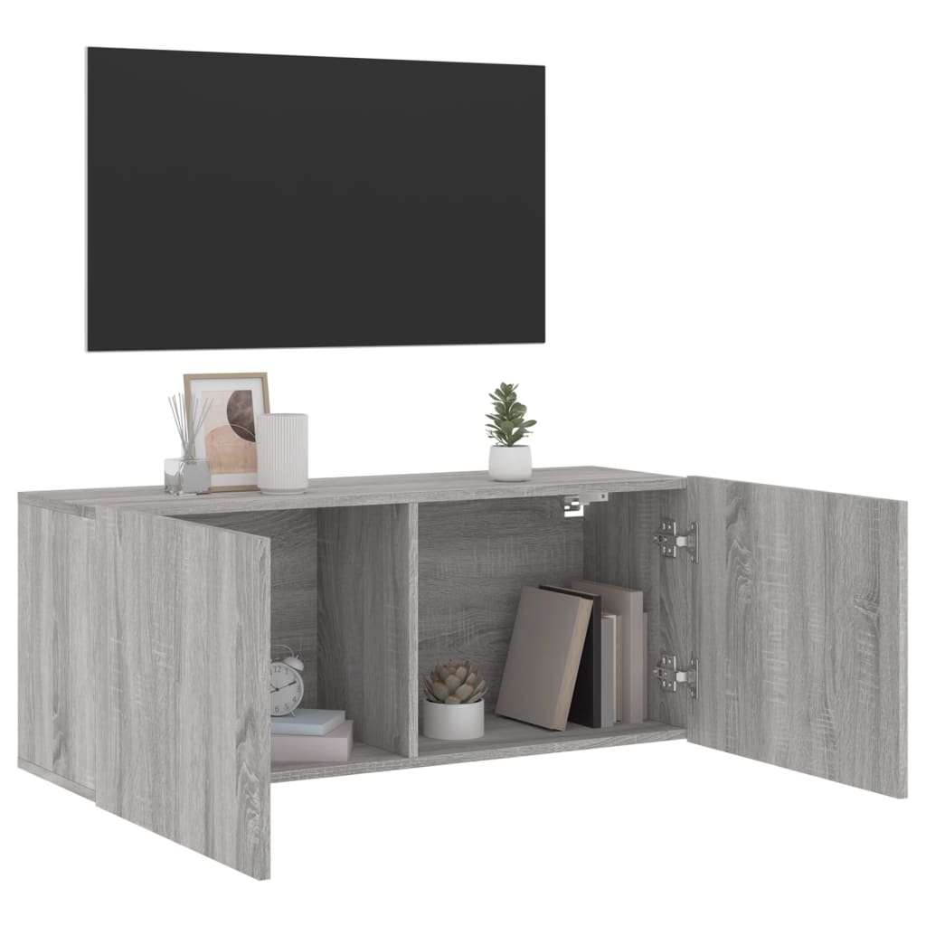 vidaXL Meuble TV mural sonoma gris 100x30x41 cm