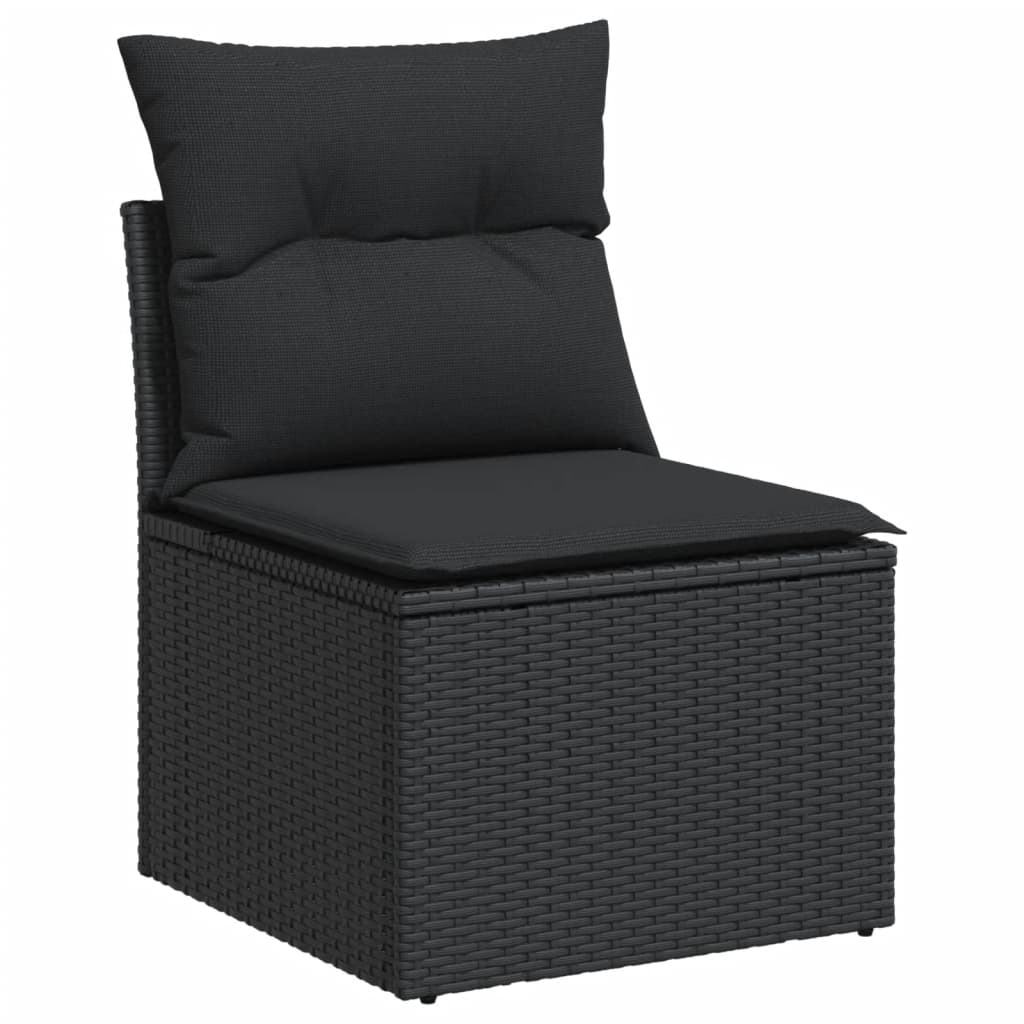 vidaXL Salon de jardin 3 pcs avec coussins noir résine tressée