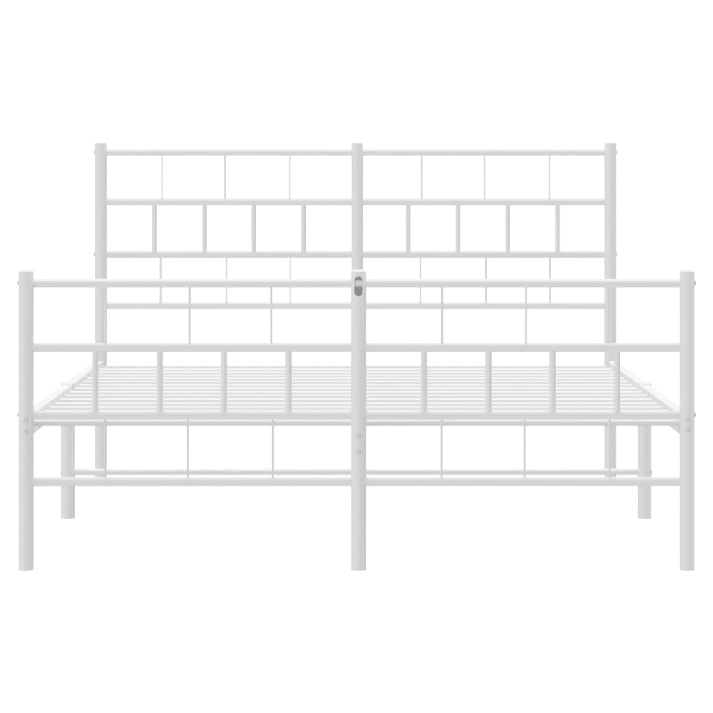 vidaXL Cadre de lit métal sans matelas et pied de lit blanc 135x190 cm