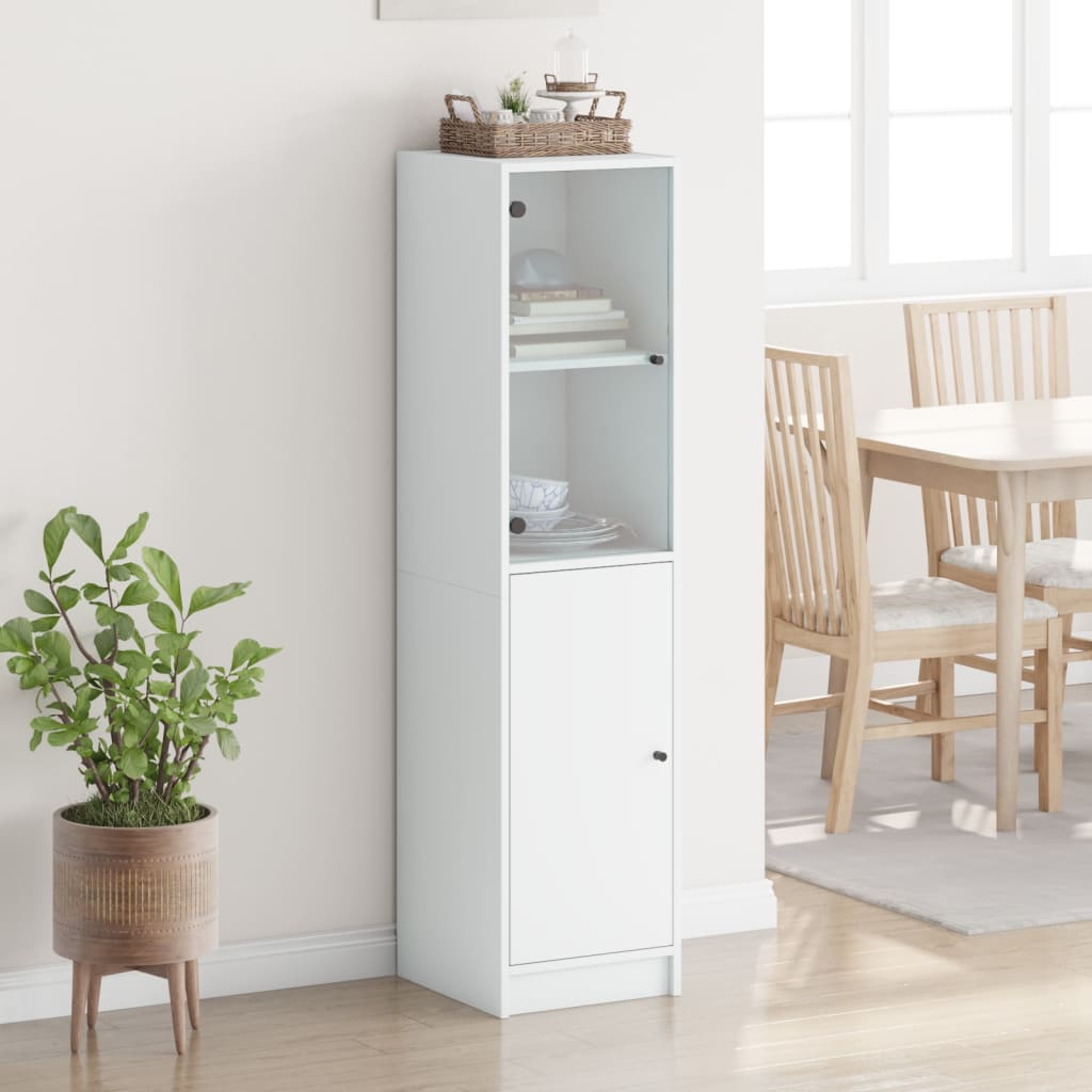 vidaXL Buffet avec porte en verre blanc 35x37x142 cm