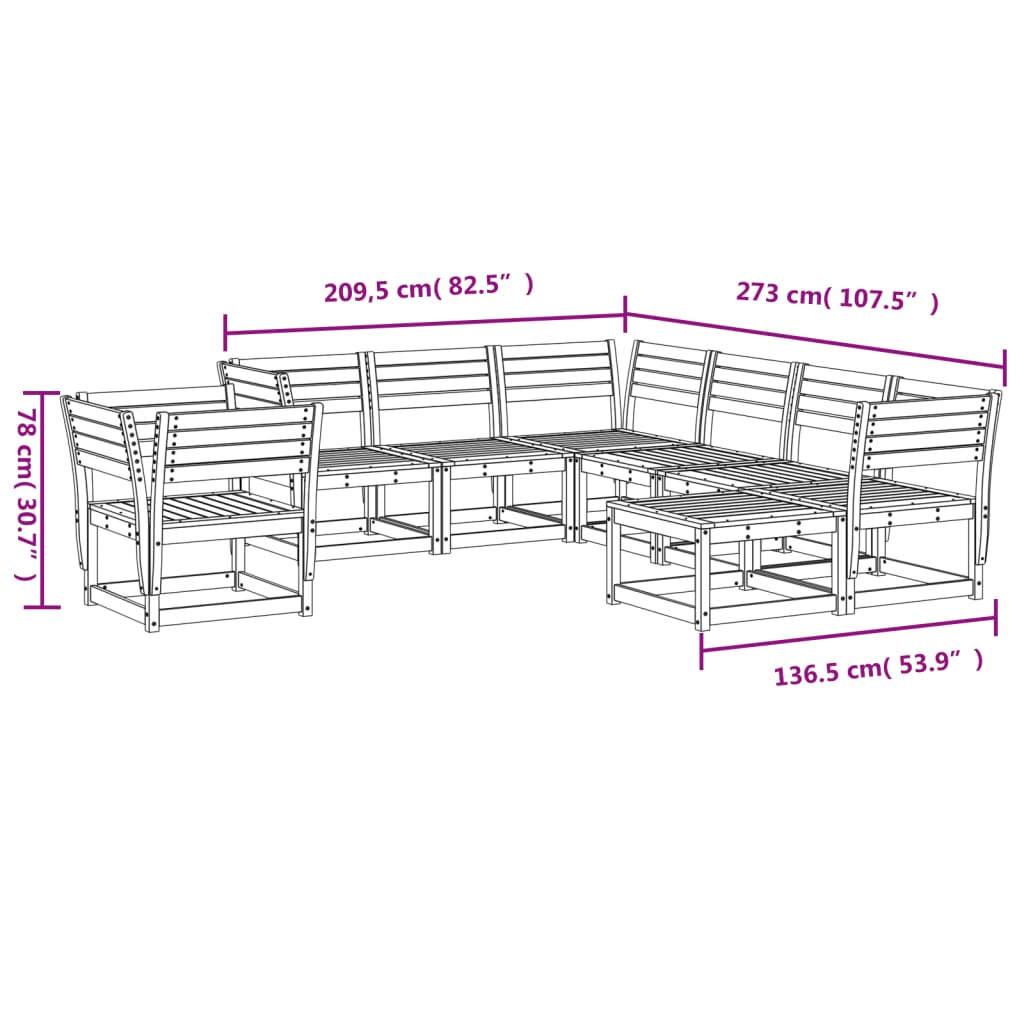 vidaXL Salon de jardin 8 pcs bois massif douglas