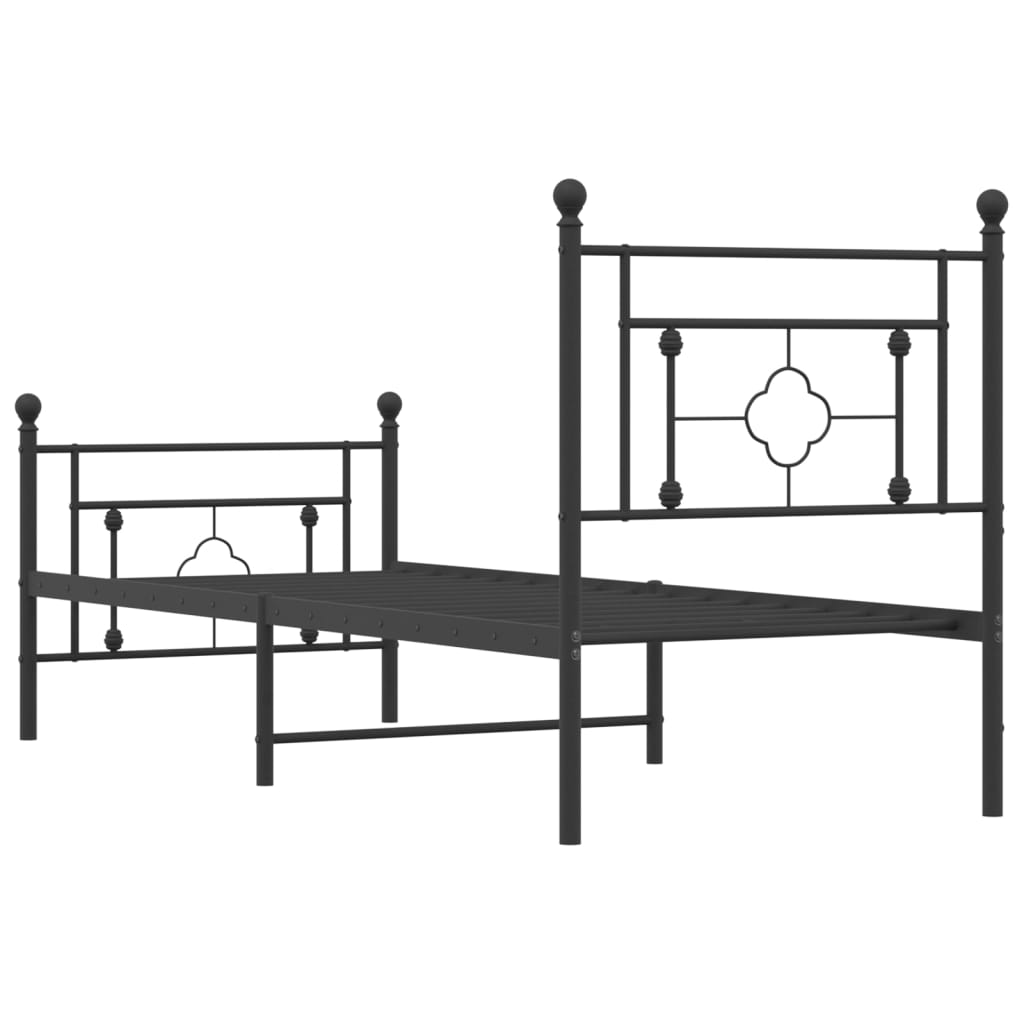 vidaXL Cadre de lit métal sans matelas avec pied de lit noir 75x190 cm