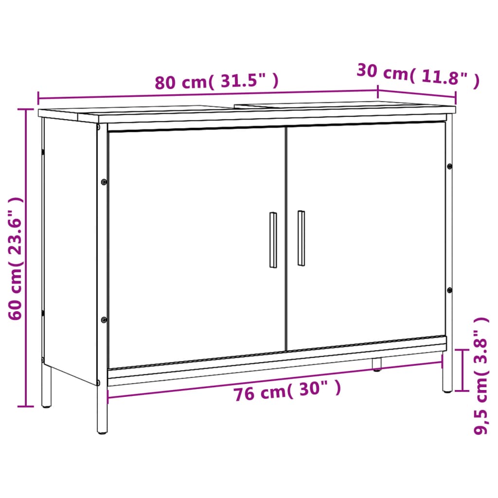 vidaXL Armoire lavabo de salle de bain noir 80x30x60 cm