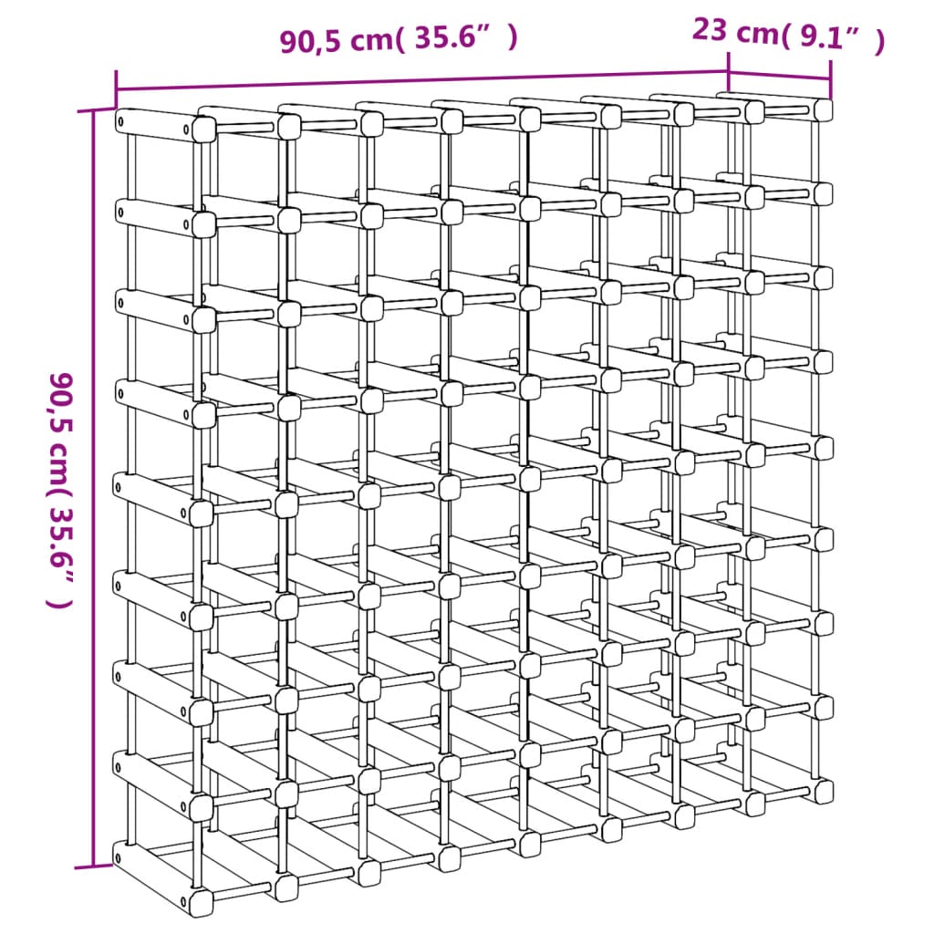 vidaXL Casier à vin pour 72 bouteilles 90,5x23x90,5 cm pin massif