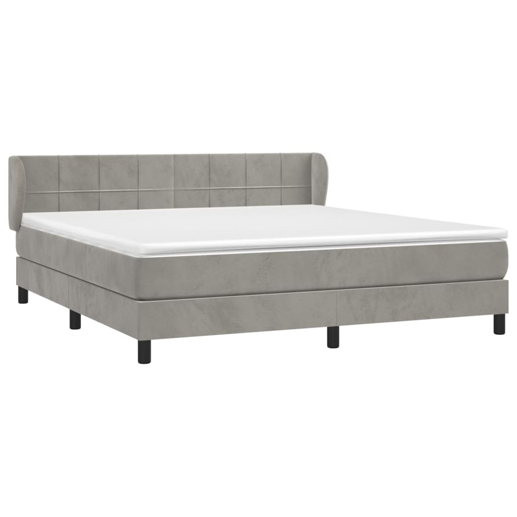 vidaXL Sommier à lattes de lit et matelas Gris clair 160x200cm Velours