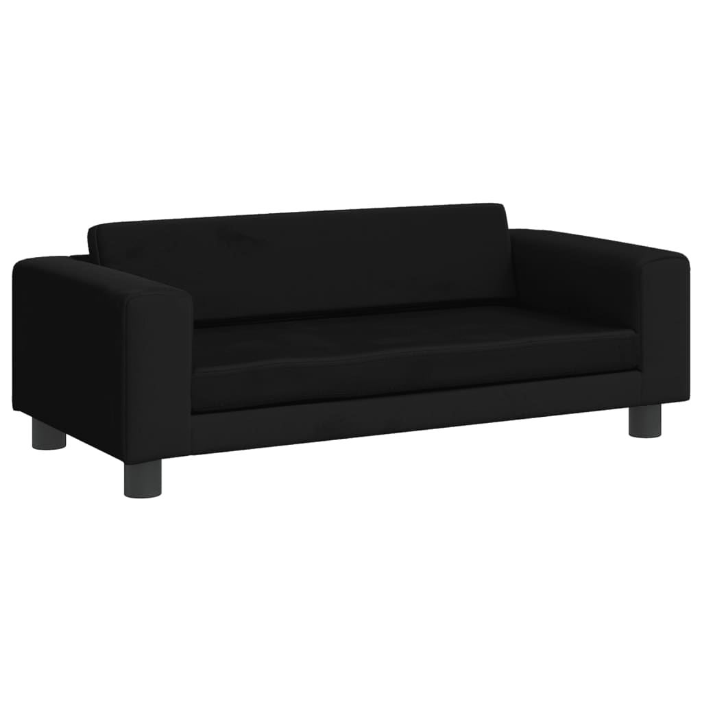 vidaXL Canapé avec repose-pied pour enfants noir 100x50x30 cm velours