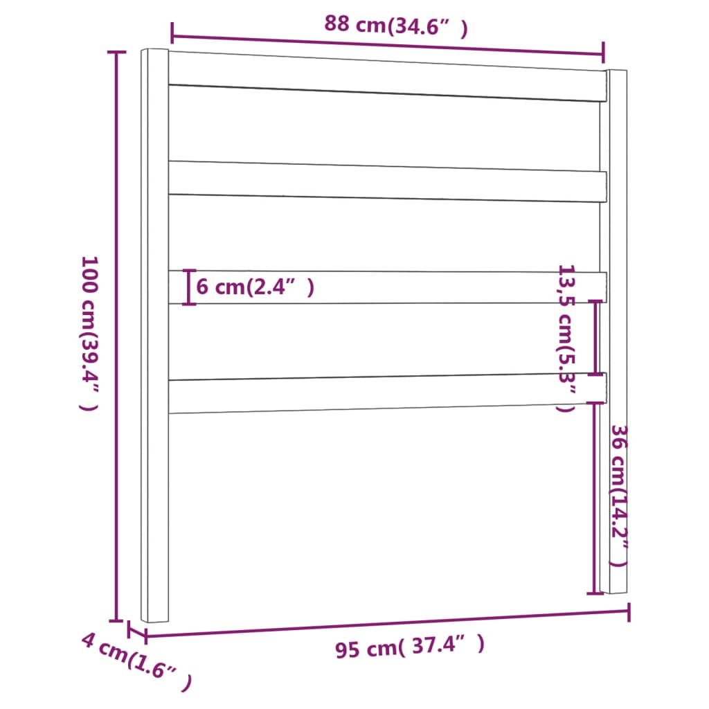 vidaXL Tête de lit Marron miel 95x4x100 cm Bois massif de pin