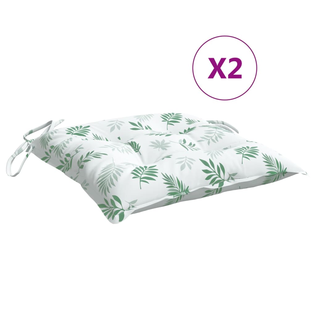 vidaXL Coussins de chaise lot de 2 à motif de feuilles 50x50x7 cm