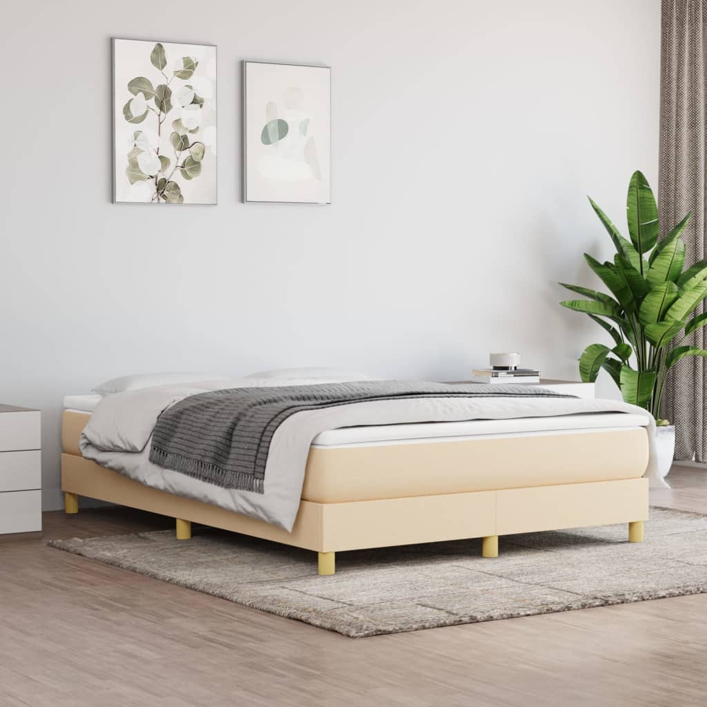 vidaXL Sommier à lattes de lit avec matelas Crème 140x190 cm Tissu