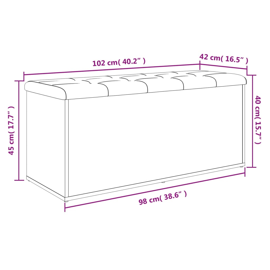 vidaXL Banc de rangement chêne marron 102x42x45 cm bois d'ingénierie