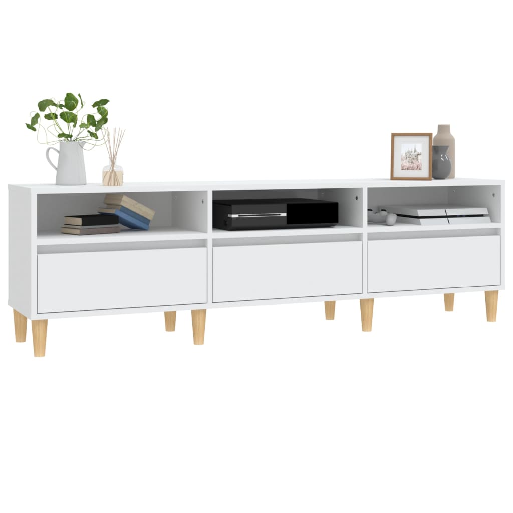 vidaXL Meuble TV blanc 150x30x44,5 cm bois d'ingénierie