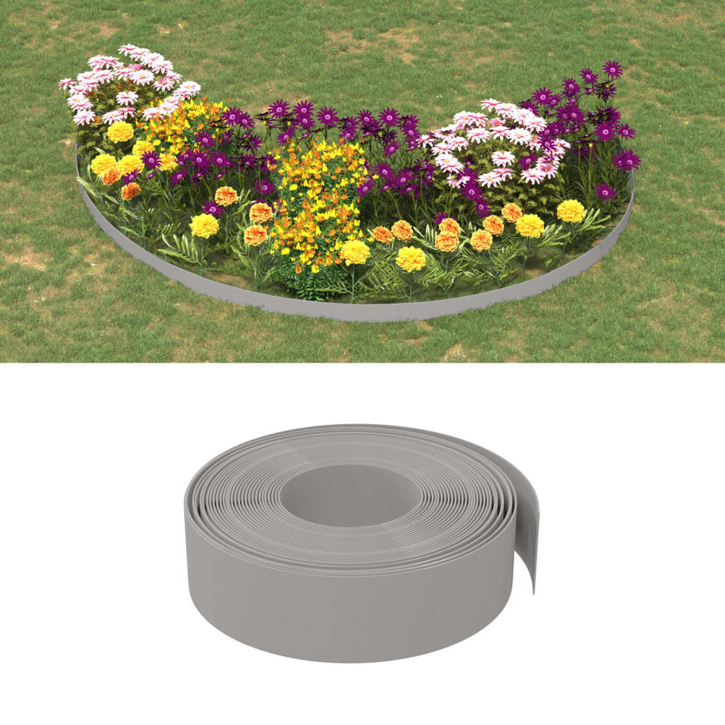 vidaXL Bordures de jardin 4 pcs gris 10 m 15 cm polyéthylène