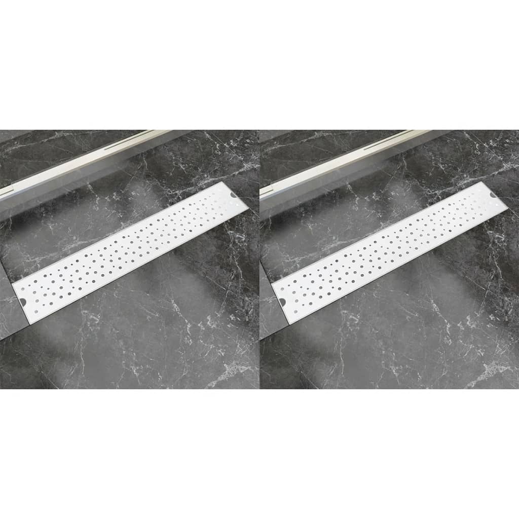 vidaXL Drain de douche linéaire 2 pcs 630 x 140 mm Acier inoxydable