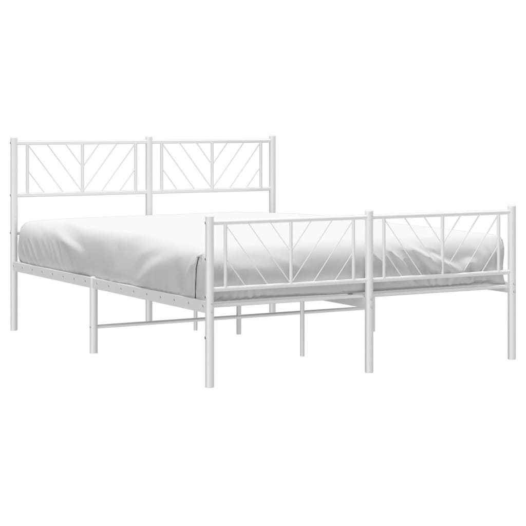 vidaXL Cadre de lit métal sans matelas et pied de lit blanc 120x200 cm