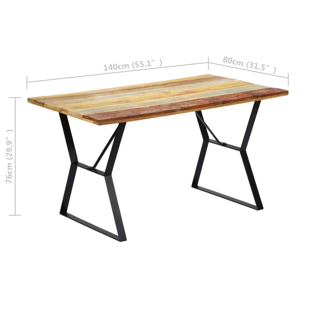 vidaXL Table à manger 140x80x76 cm Bois de récupération massif