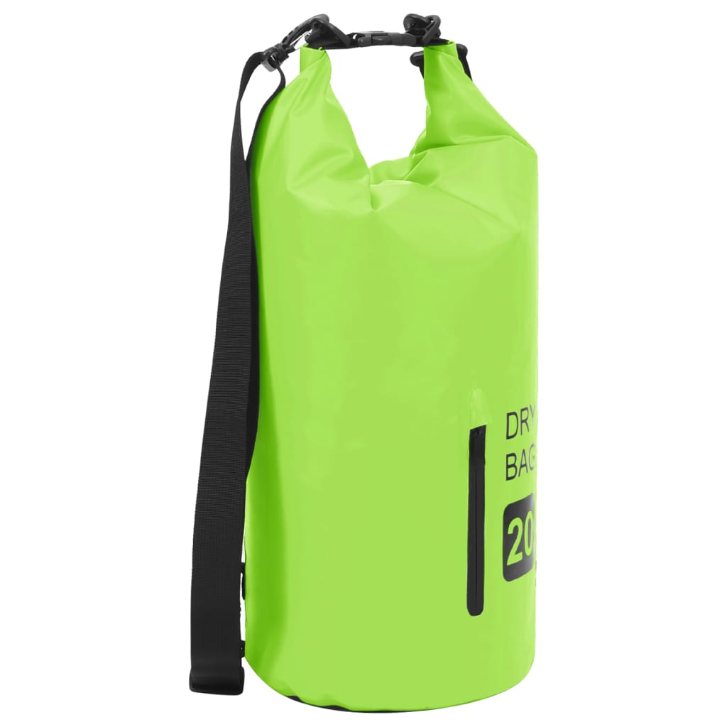 vidaXL Sac sec avec fermeture éclair Vert 20 L PVC