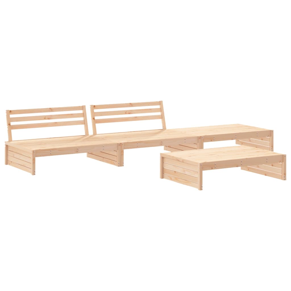 vidaXL Salon de jardin 4 pcs avec coussins bois massif