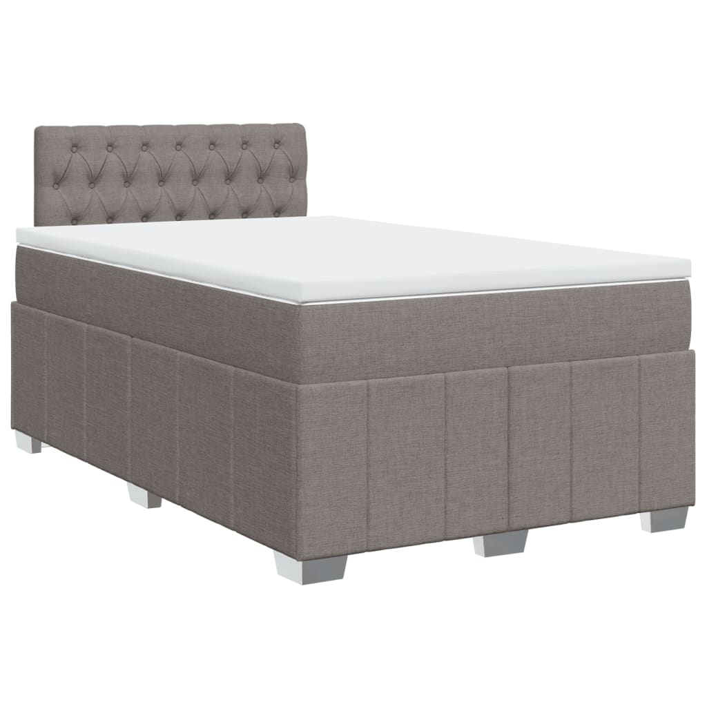 vidaXL Sommier à lattes de lit avec matelas Taupe 120x200 cm Tissu