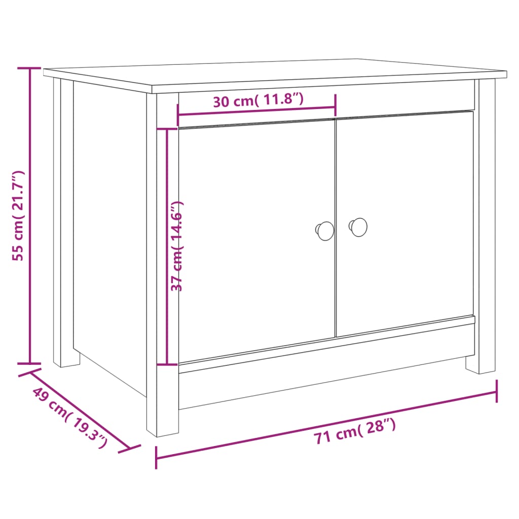 vidaXL Table basse 71x49x55 cm Bois massif de pin