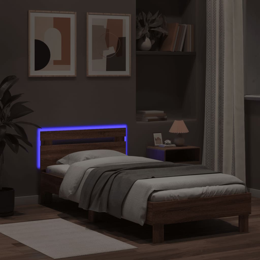 vidaXL Cadre de lit sans matelas avec lumières LED 75x190 cm