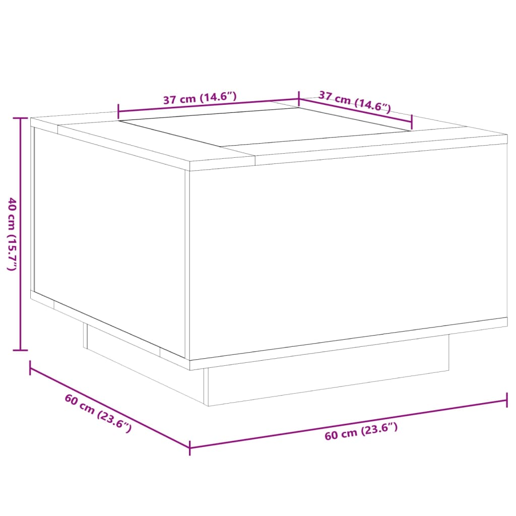 vidaXL Table basse avec LED blanc 60x60x40 cm bois d'ingénierie