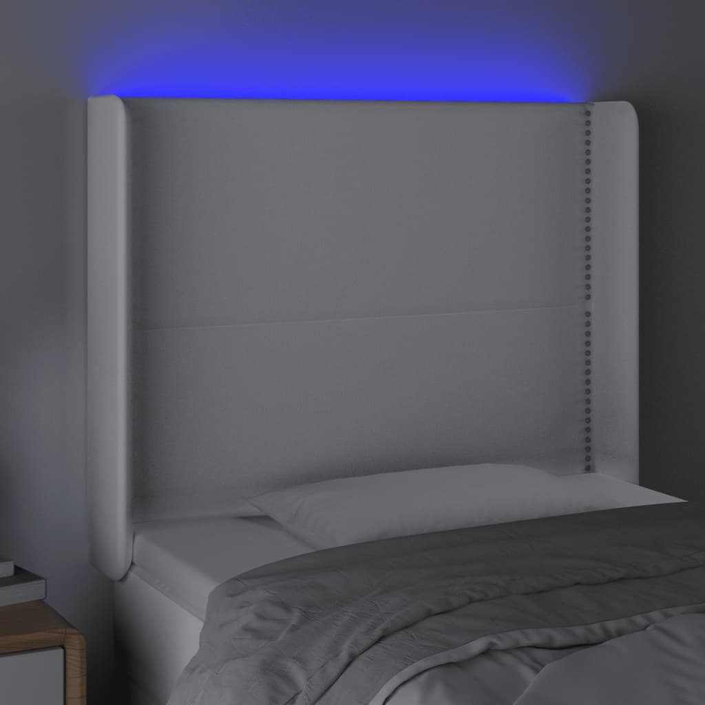 vidaXL Tête de lit à LED Blanc 103x16x118/128 cm Similicuir