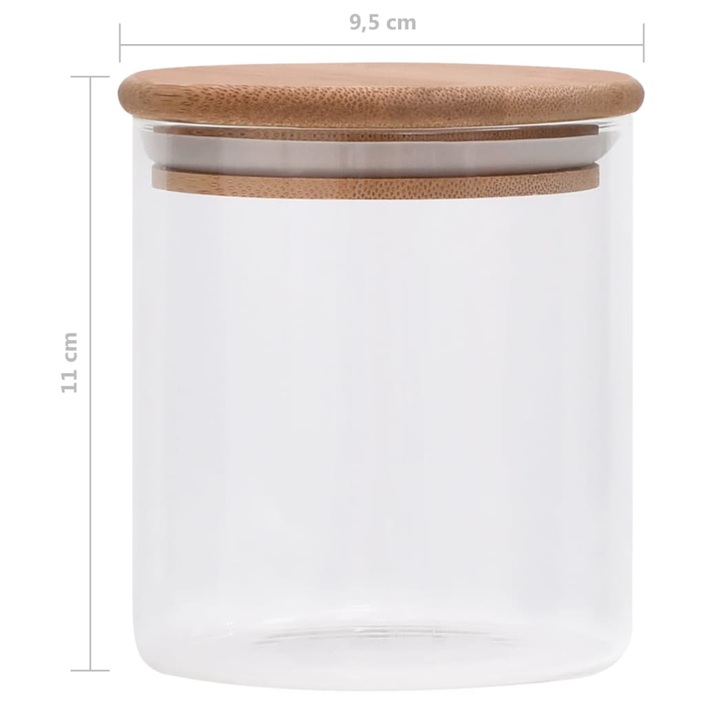 vidaXL Pots de conservation en verre couvercle en bambou 6 pcs 600 ml