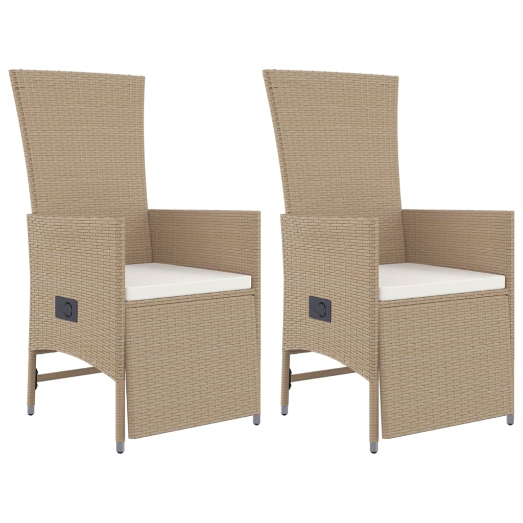 vidaXL Ensemble à manger de jardin et coussins 3 pcs Beige poly rotin