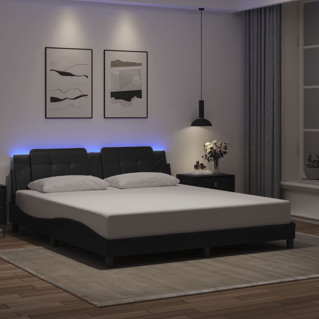 vidaXL Cadre de lit avec LED sans matelas noir 180x200 cm