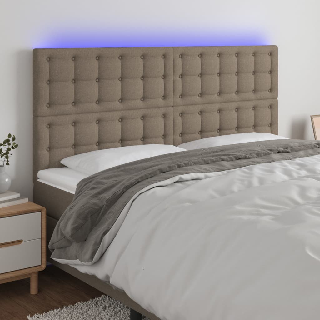 vidaXL Tête de lit à LED Taupe 160x5x118/128 cm Tissu