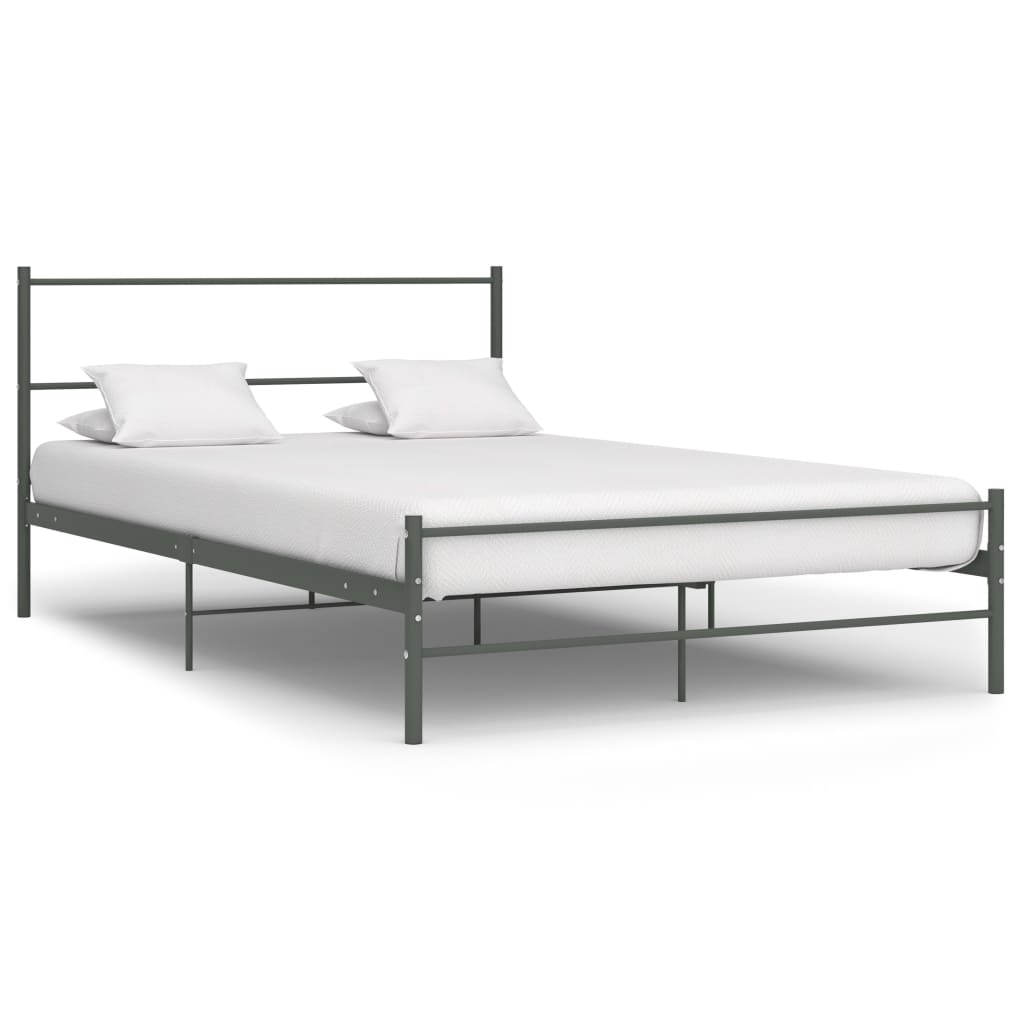 vidaXL Cadre de lit avec tête de lit sans matelas gris 160x200cm métal