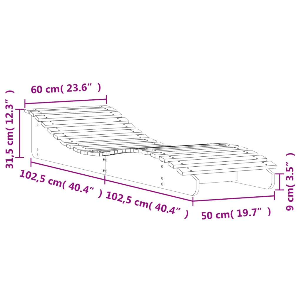 vidaXL Chaises longues lot de 2 205x60x31,5cm bois massif de pin