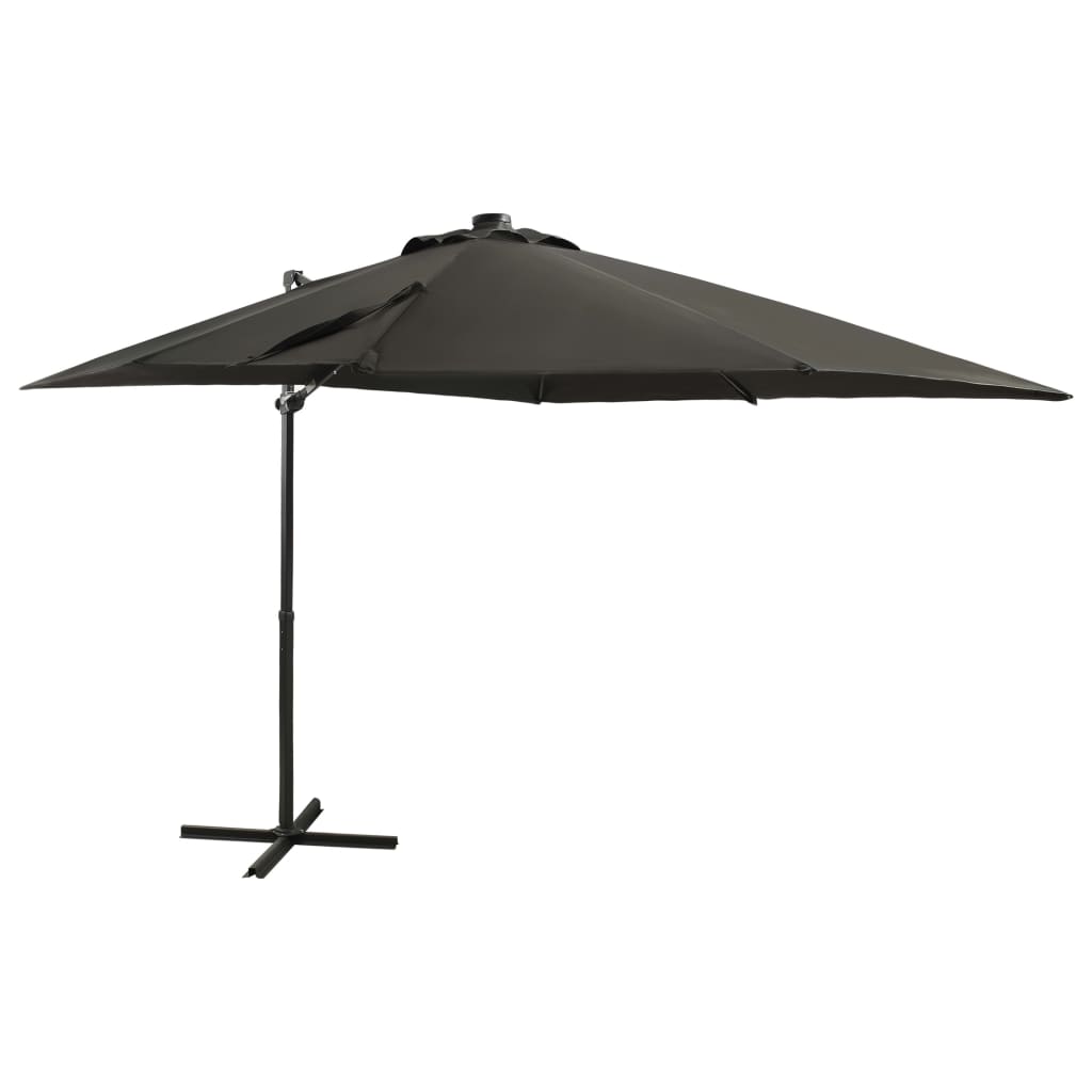 vidaXL Parasol de jardin en porte-à-faux avec mât et lumières LED