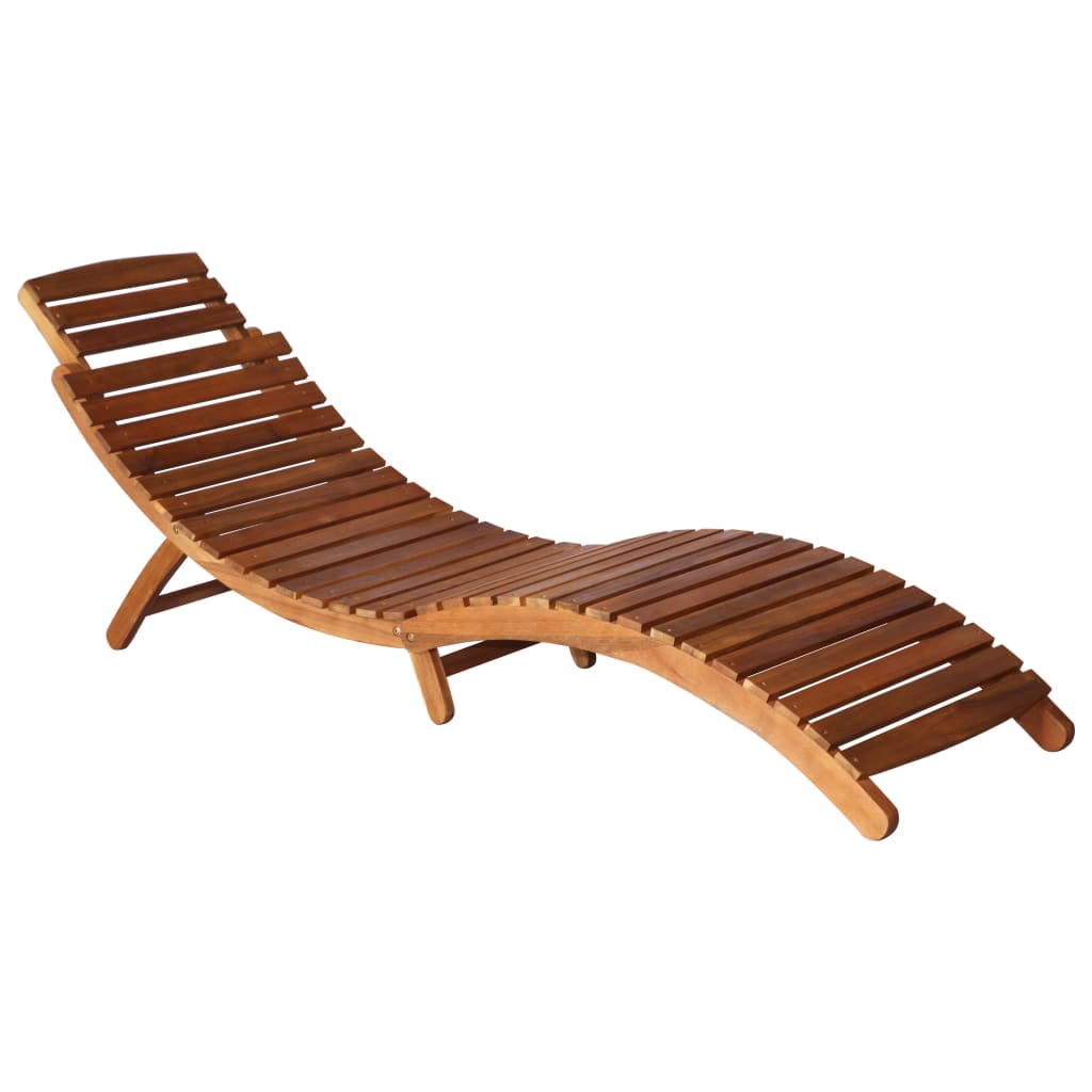 vidaXL Chaise longue avec table à thé lot de 3 Bois d'acacia massif