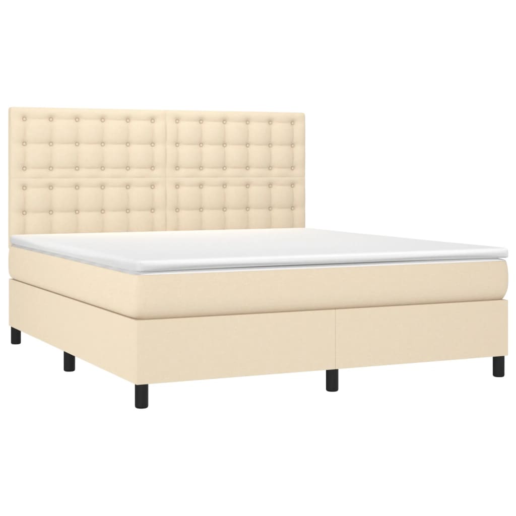 vidaXL Sommier à lattes de lit avec matelas Crème 160x200 cm Tissu