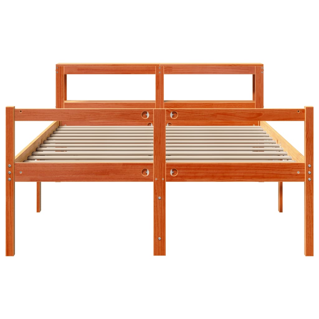 vidaXL Cadre de lit et tête de lit sans matelas cire marron 160x200 cm