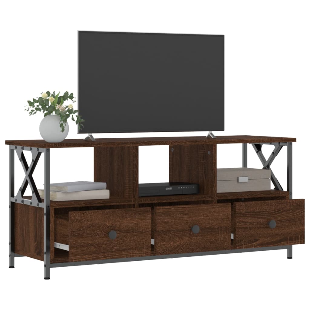 vidaXL Meuble TV chêne marron 102x33x45 cm bois d'ingénierie et fer