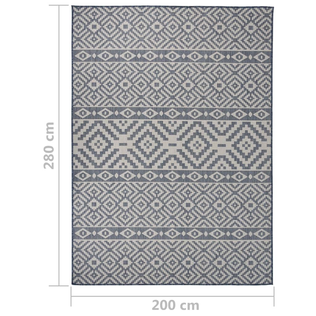 vidaXL Tapis à tissage plat d'extérieur 200x280 cm Rayures bleues