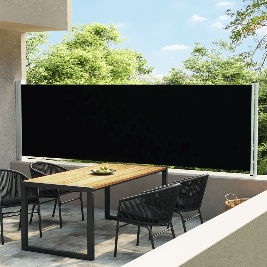 vidaXL Auvent latéral rétractable de patio 140x600 cm Noir