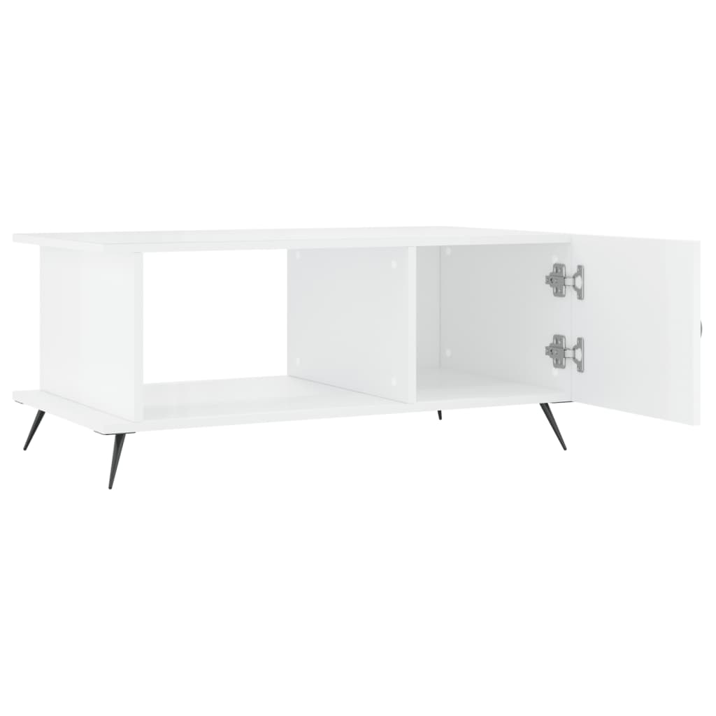 vidaXL Table basse Blanc brillant 90x50x40 cm Bois d'ingénierie