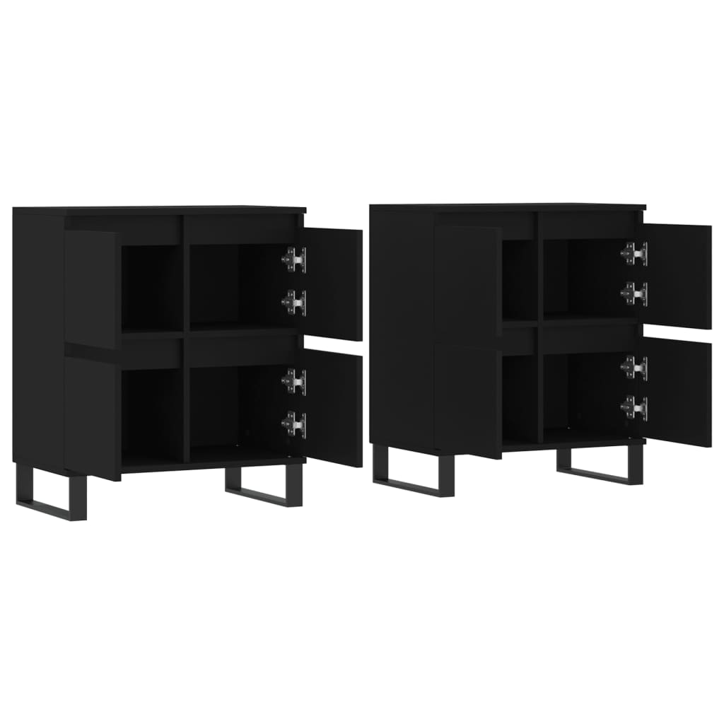 vidaXL Buffets 2 pcs noir bois d'ingénierie